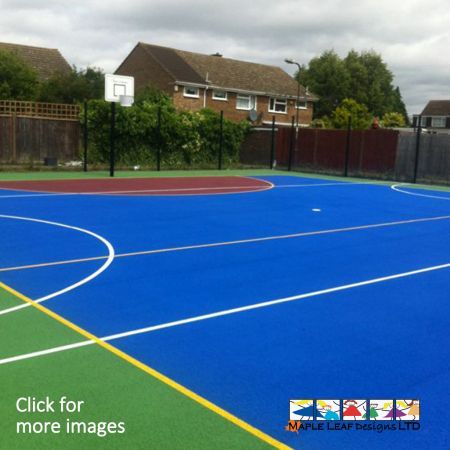 Are you looking for colourful, professional markings in your Ball Court? Take a look at our Acrylic Ball Court Markings! We can design different areas, perfectly suited to your chosen activities, clearly defining different parameters with distinguishable block colours and solid lines. These markings will stand out impressively on your new and existing surfaces.