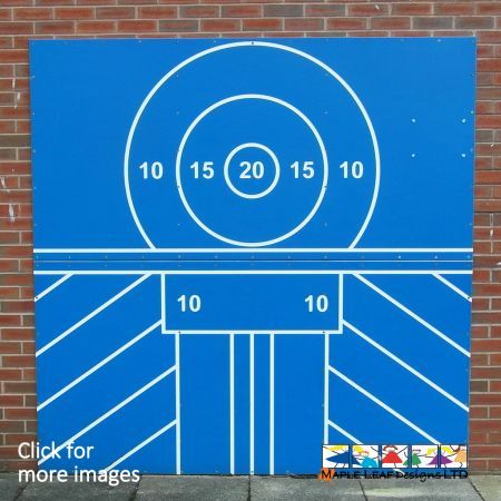 The Large, free-standing, HDPE Ball Target is perfect for all different types of ball games! Whether it's football, cricket, squash or any other game that the imagination can dream up. The 2.4m x 2.4m engraved HDPE panel is fixed to timber posts and installed into the existing surfacing. This item provides a safe designated area to play ball games, away from windows and quiet areas. We can also supply wall mounted ball targets, please contact us for further details. We also supply the Small HDPE Ball Target, for smaller areas and games that don't require as many pupils.
