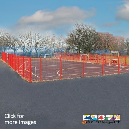 Our Netball Court is a fantastic all-weather sporting facility which can be constructed to your specification. The first image displays 2.0m high Metal Duex Fencing, however, alternative fencing options are available. We can also incorporate pedestrian gates and different coloured fence panels into the design. With a variety of surfacing options, the Ball Court will enhance any PE session or breaktime games. With this enclosed space, child supervision is enhanced and your playground is provided with a tailored area, specific for a wide range of Ball Games.