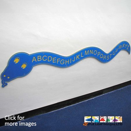 The Alphabet Snake is available in various colours to suit your playground/classroom. The letters can be engraved either uppercase or lowercase, depending on your preference. This visually appealing Alphabet Snake helps children to learn and memorise the alphabet in a fun way. We can install the panel directly onto either a wall or fence in your playground.