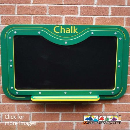 Our HDPE Chalk Panel provides your playground with a colourful, playful accessory for children to use during breaktime, lunchtime and outdoor classes. The Chalkboard panel provides children with a new medium to explore, as they tell stories and solve problems through chalk mark marking.  These panels can be manufactured as either wall-mounted or free-standing pieces, in a colour to suit your requirements.  Mark Making Benefits Through Mark Making, children can visually represent their thoughts and ideas in a creative manner. The Chalkboard can easily be wiped clean for new drawings and expressions of creativity. 