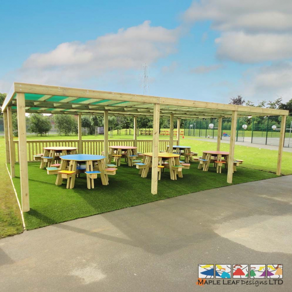 Timber Pergola with Green Mesh Roof by Maple Leaf Designs. The OneStop