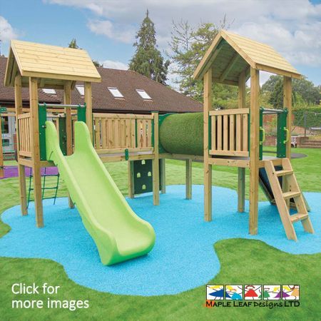 The Jumbo Wildwood Play Tower takes pride of place on any playground. The bare wood and splashes of colour make this piece of equipment a seamless addition to any playground that has space for a Play Tower. Our regular unit consists of an abundance of features with tremendous amounts play value. As with all of our Play Towers, these options can be adjusted to meet your requirements.