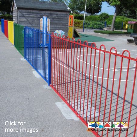 Add a splash of colour to the playground with Play Spec Metal Bow Top Fencing, either 1m or 1.2m high. This fencing complies with BS EN 1176 and is free from all entrapments, making it the ideal fencing for your playground. We also supply matching gates for your convenience.  The Play Spec Metal Bow Top Fencing is ideal for schools, parks, commercial and residential areas - making it an incredibly versatile fencing solution. 
