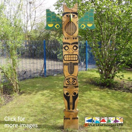 The Native American Totem Pole is an impressive structure that can be made bespoke for your school. Each section represents an idea or belief that your school strives to represent, or even a part of its cultural history. Definitely a strong talking point - it can play a large role during the imaginative play. We can make these Native American Totem Poles in all shapes and sizes, depicting anything you wish! From your school emblem or motto, to a scenic picture, we can turn your vision into a reality. These engravings can be customised to suit your requirements and surroundings. Totem poles are a great way to enhance imaginative, social, sensory and tactile play.