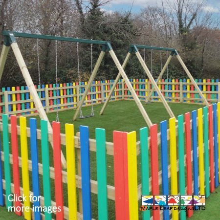 Customise standard Timber Bow Top Fencing and add a splash of colour to your playground! You can emphasize the theme of your school by creating colour co-ordinated boundaries - ideal for dull areas in the playground, or areas that lack colour. If required, we can also manufacture matching gates for your convenience.