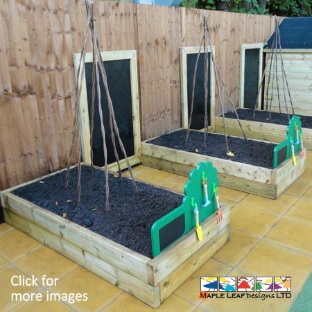 Take the science lesson outside with Vegetable Planting Beds. These raised planting beds enable children to develop their green fingers. Grow vegetables, plants, herbs, flowers and more with these planters. Equipped with an optional chalkboard and accessories to complete the lesson.