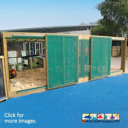 Give your playground the 'WOW' factor with our Beach with Sliding Doors. With ample space for imaginative play and social interaction, this Beach is the ideal addition to any playground. Manufactured bespoke to suit your requirements, our Beach is typically sheltered beneath a timber pergola and surrounded with timber stockade at varying heights. Within the structure, the sand is surrounded by fixed rocks and boulders to provide authentic seaside aesthetic.