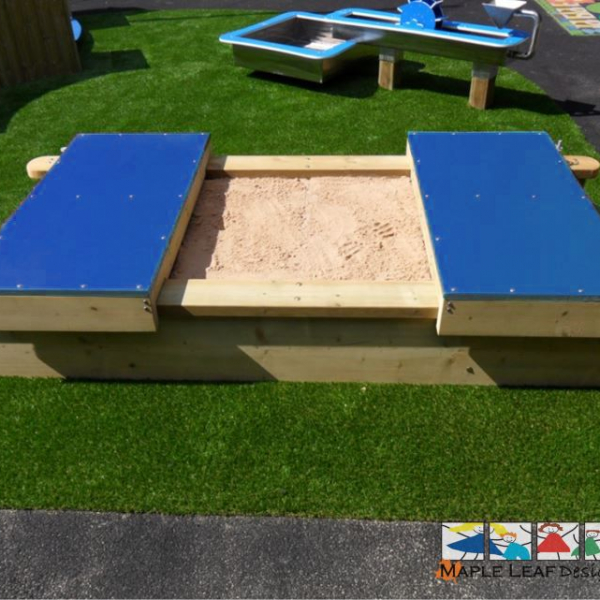 Mini Sandpit with HDPE Rolling Lids by Maple Leaf Designs. The One-Stop ...