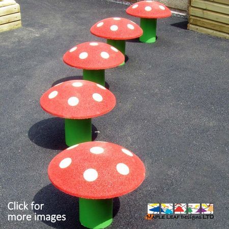 Rubber Mushroom Seat. Individual seating solution for playgrounds. Colourful, bright and playful. Great fun for all ages.