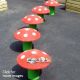 Rubber Mushroom Seat. Individual seating solution for playgrounds. Colourful, bright and playful. Great fun for all ages.