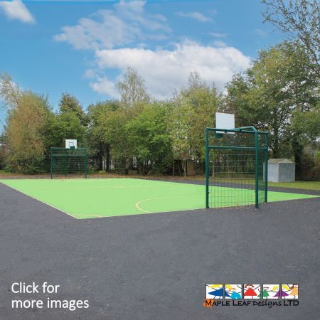 Our Wetpour Ball Court can be customised to suit your requirements - whether you need MUGA Goals or different coloured Wetpour to match the theme of your playground - we will be able to accommodate your needs. 