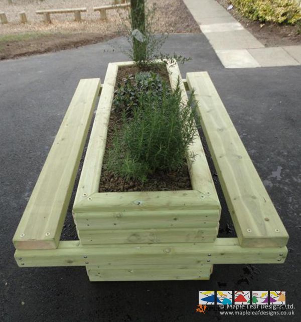 Rectangular Planter with Double Seats