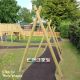 A-Frame Drape Posts. Walkway on a Brown Rubber Mulch Pathway through a Natural Play Area and Forest School. Ideal for den building, imaginative play and forestry skills. When it comes to den building, our A-Frame Drape Posts provide a sturdy structure for your children to build their shelter around. The wooden posts can be used for hanging sheets over, forming shelters for children to hide within and run through. The A-Frame Drape Posts can also be used to create a natural walkway around a path within the playground. A typical set is made with three A-Frames, but we can add more to the set if required!