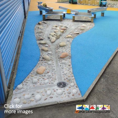 Add sensory fun to your Natural Play area, Forest School or playground with our Riverbed Stream and Reservoir. Fill the stainless steel reservoir Water Play Trough with water, remove the plug, and watch as the water flows down the cobbled stream to the drain at the bottom. The Riverbed can be designed and customised to suit your play area.