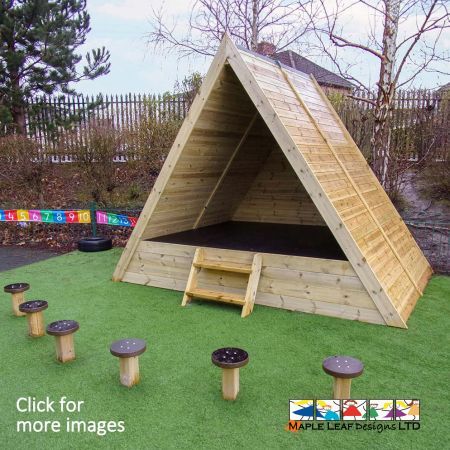 The Jumbo Lookout Tower is an ideal hideaway - especially within a Natural Play area. This Tower is perfect for roleplaying opportunities, or to be used as an outdoor observation classroom for small groups of children. The tall enclosed sides provide shelter from the wind and rain, while the open front ensures easy access and observation of the surrounding area. Because this item is so open, staff can easily obtain a full view of the pupils enjoying the space, ensuring their safety.