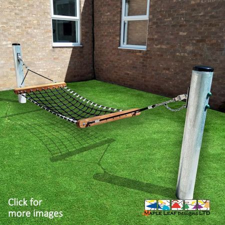 Children will find comfort in our Rope Hammock - a piece of equipment that will help to reduce pressure on the back while relaxing at breaktime. The Rope Hammock can be placed in a peaceful spot within the playground, allowing children to de-stress and de-compress outdoors. Gentle swinging can also ease anxiety, as children can enjoy a soothing swaying motion during their relaxation time.  Benefits of a Rope Hammock As previously mentioned, this piece of equipment will provide children with vestibular stimulation for sensory play, while they enjoy the relaxing, gentle sways. This will provide children with a level of comfort as they enjoy the sensory stimulus. Children of mixed  abilities can enjoy this piece of equipment, providing your playground with a therapeutic relaxation spot during the hustle and bustle of breaktime and lunchtime.