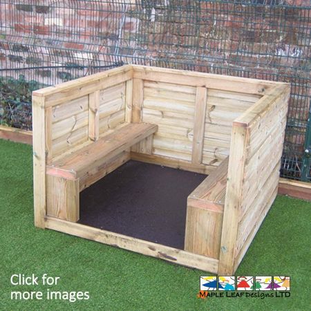 The reading den is a secluded space for learning and play. Timber, unobstructive appearance.