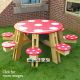 Mushroom Sproston Eight Seat Picnic Table. Encourage socialisation, expand imaginations, practice communication skills. Great for lunchtimes, breaktimes and outdoor lessons.
