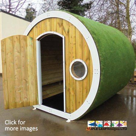 The Hobbit House Store mimics a similar appearance to the Hobbit House with a Door, without the front porch. The Hobbit House Store's door panel has been relocated to the very front of the Hobbit House, allowing for optimum storage space. Play Houses area a great way of introducing fun and imaginative play in the playground, especially when combined with Trackways and other Themed items. The Hobbit House Store is a fantastic addition to a playground, providing additional storage and seating in a unique manner.