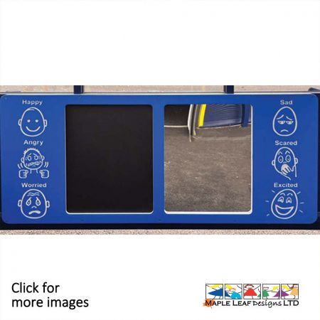 With our Chalk and Mirror Emotion Panel, children can identify and express their thoughts and feelings without requiring verbal communication. This item also boasts play value and creativity with the chalkboard, a reusable platform where children are able to draw what they can see in the mirror. We also offer the Emotion Panel and Chalkboard, as well as the Emotion Panel and Mirror.
