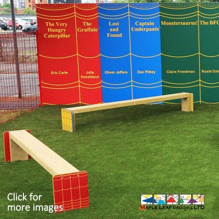 Timber Bench Seats with HDPE Bookend Wall on Artificial Grass