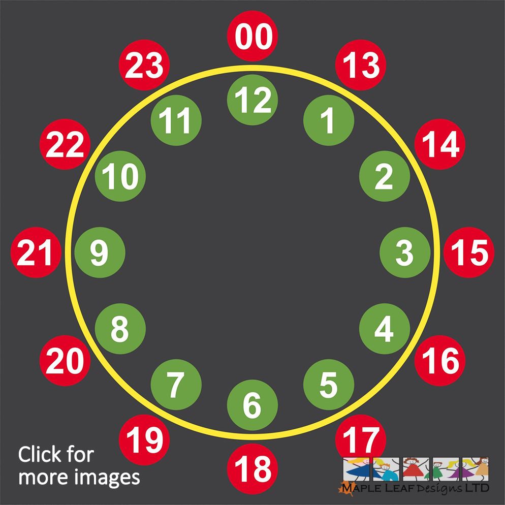 24 Hour Clock Face by Maple Leaf Designs. The One-Stop Playground ...