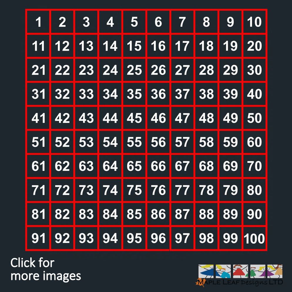 1-100 Number Grid Line Markings by Maple Leaf Designs. The One-Stop ...