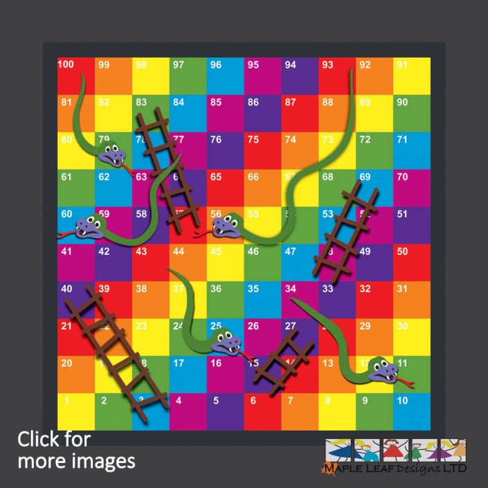 1-100 Solid Snakes and Ladders Markings by Maple Leaf Designs. The One ...